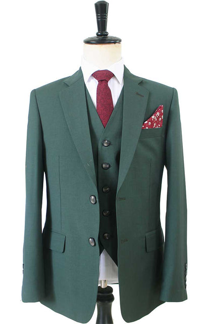 TRAJE CLÁSICO DE 3 PIEZAS DE ESTAMPADO VERDE OSCURO