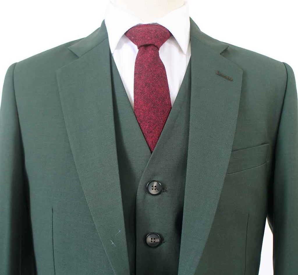 TRAJE CLÁSICO DE 3 PIEZAS DE ESTAMPADO VERDE OSCURO