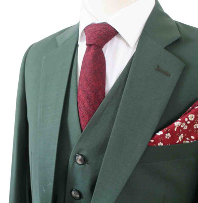 TRAJE CLÁSICO DE 3 PIEZAS DE ESTAMPADO VERDE OSCURO