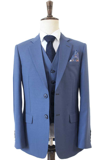 TRAJE DE 3 PIEZAS DE PEINADO GRIS AZUL