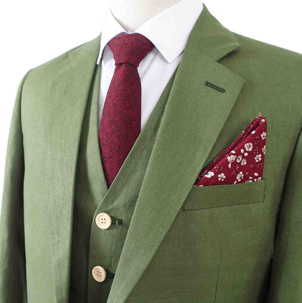 TRAJE DE 3 PIEZAS DE LINO VERDE CLARO