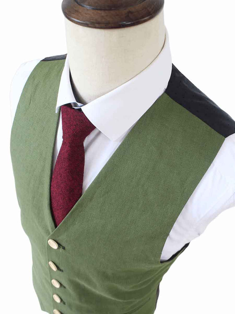 TRAJE DE 3 PIEZAS DE LINO VERDE CLARO