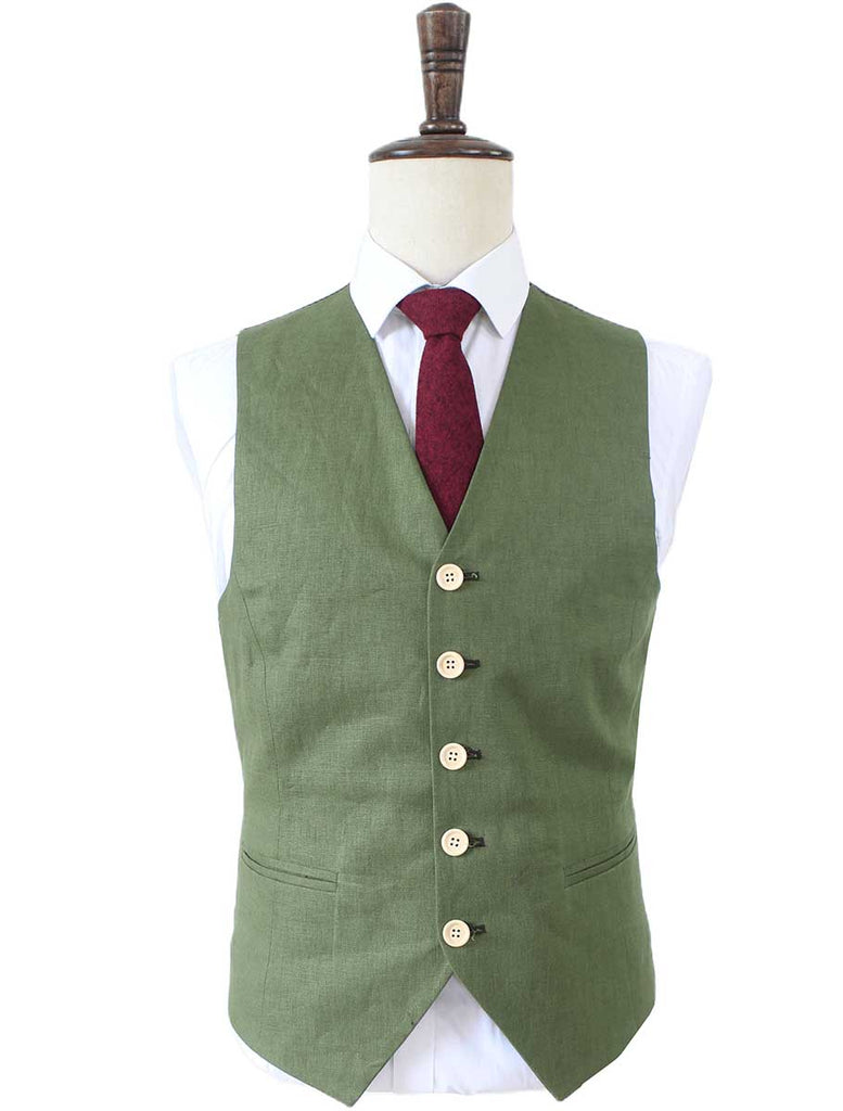 TRAJE DE 3 PIEZAS DE LINO VERDE CLARO