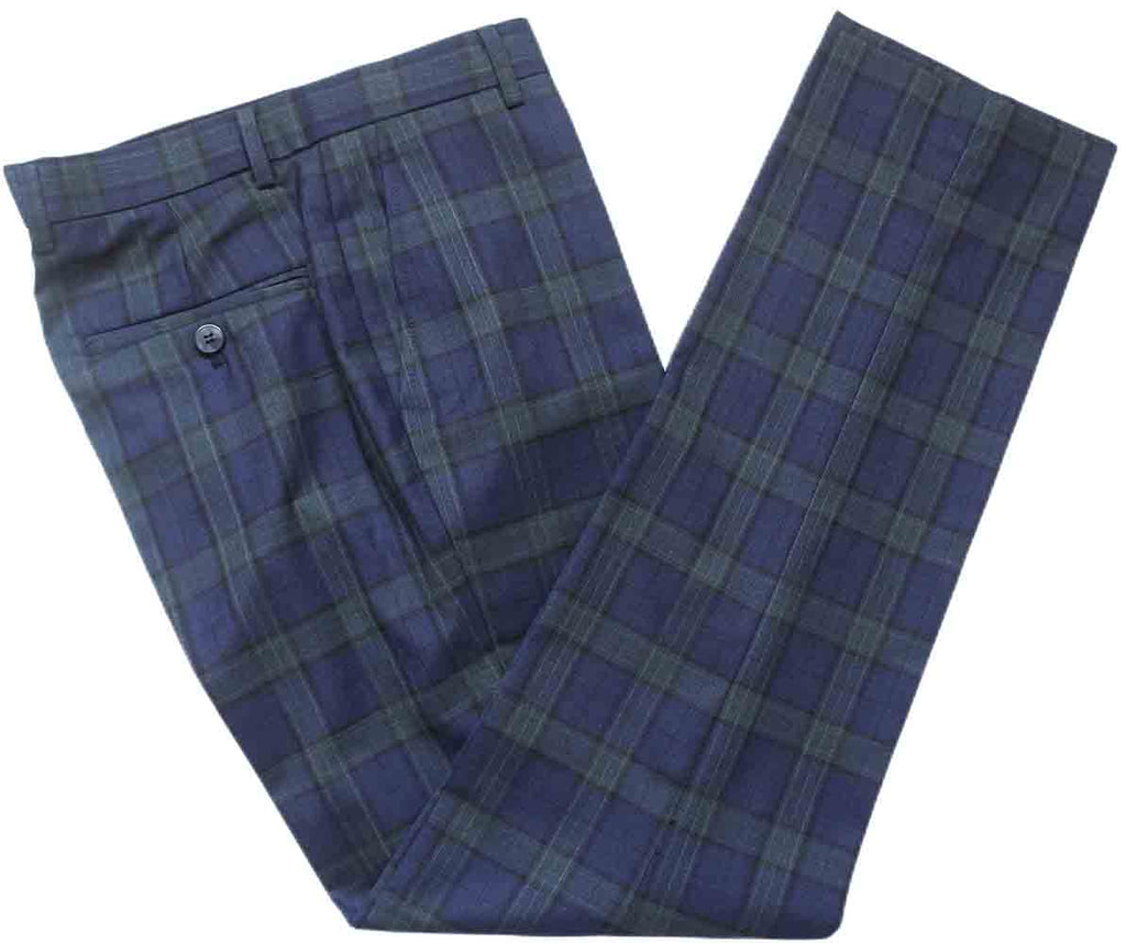 TRAJE DE 3 PIEZAS DE ESTAMPADO A CUADROS VERDE AZUL MARINO