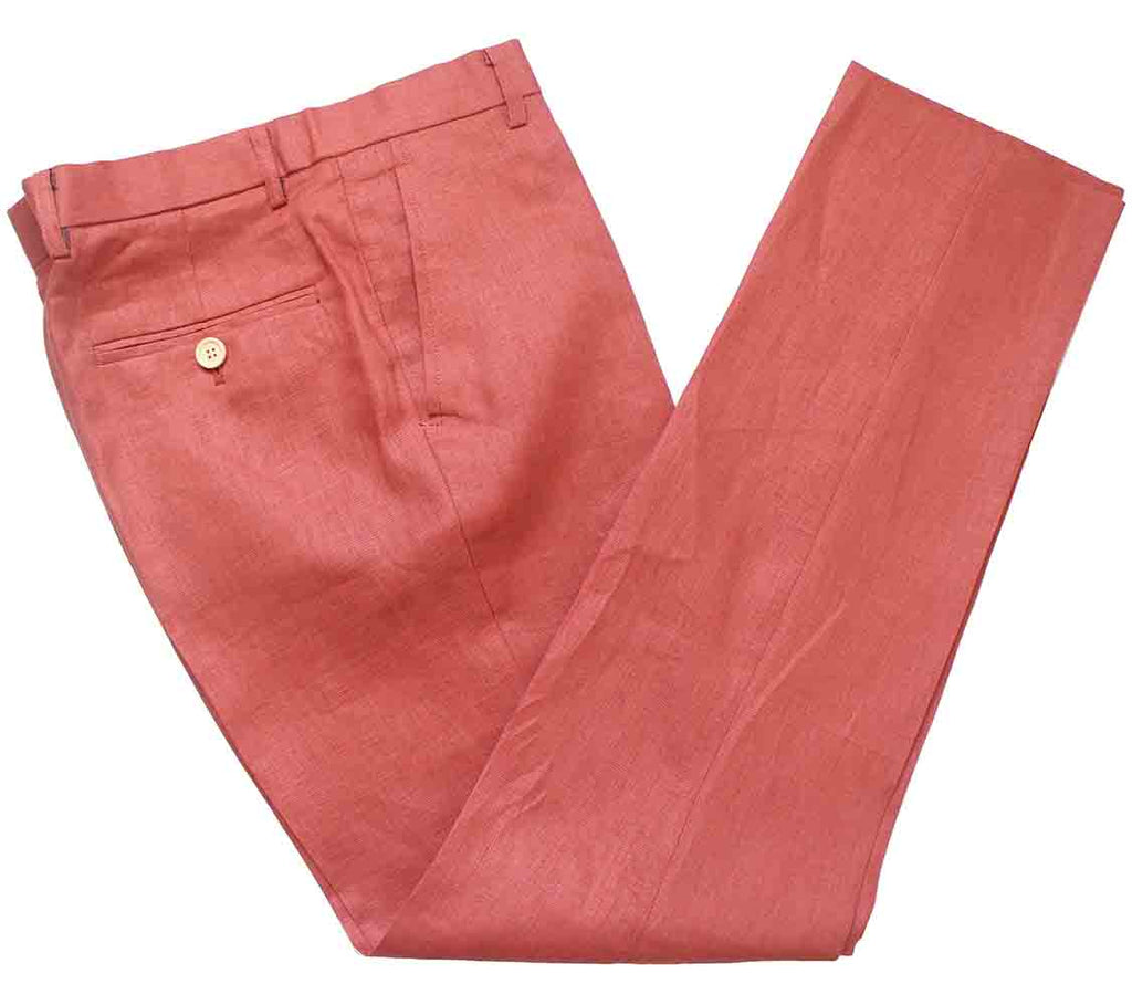 TRAJE DE 3 PIEZAS DE LINO ROJO NARANJA