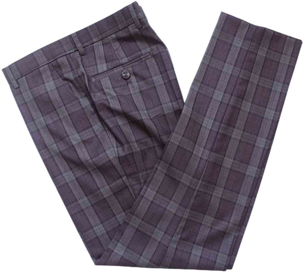 TRAJE DE 3 PIEZAS DE ESTAMPADO A CUADROS ROJO VINO