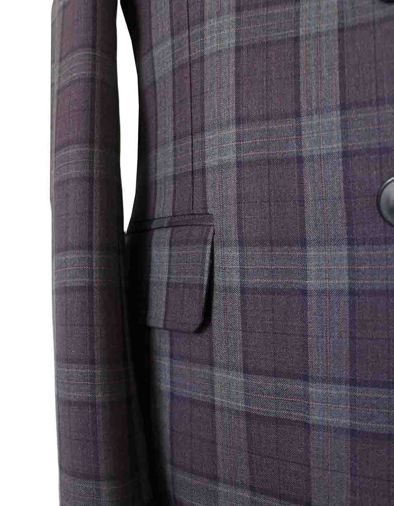 TRAJE DE 3 PIEZAS DE ESTAMPADO A CUADROS ROJO VINO