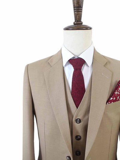 TRAJE DE 3 PIEZAS DE PEINADO CAQUI