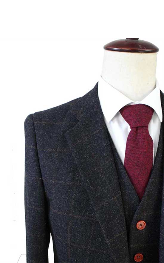 BDtailormade BLACK OVERCHECK PLAID TWEED 3 PIECE SUIT - BDtailormade TWEED SUITStweedmaker hockerty menstweedsuit
