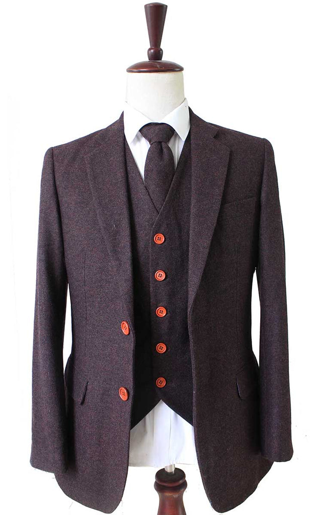 BDtailormade DARK BROWN BARLEYCORN TWEED JACKET - BDtailormade TWEED JACKETStweedmaker hockerty menstweedsuit