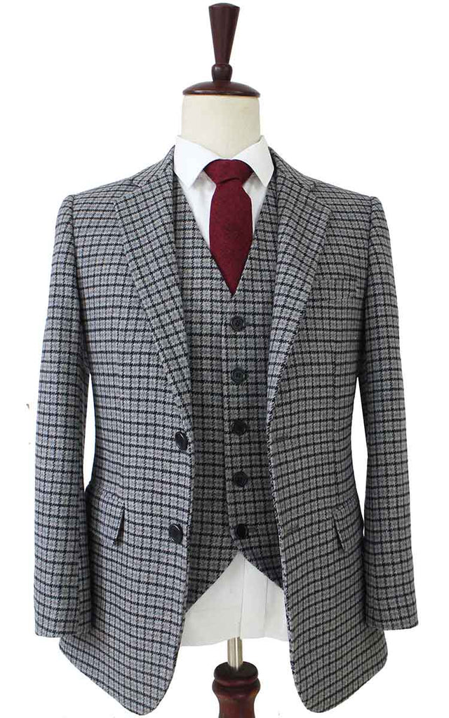 BDtailormade GREY HOUNDSTOOTH TWEED 3 PIECE - BDtailormade TWEED SUITStweedmaker hockerty menstweedsuit