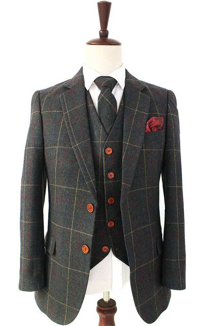 BDtailormade GREEN OVERCHECK PLAID TWEED 2 PIECE SUIT - BDtailormade TWEED SUITStweedmaker hockerty menstweedsuit