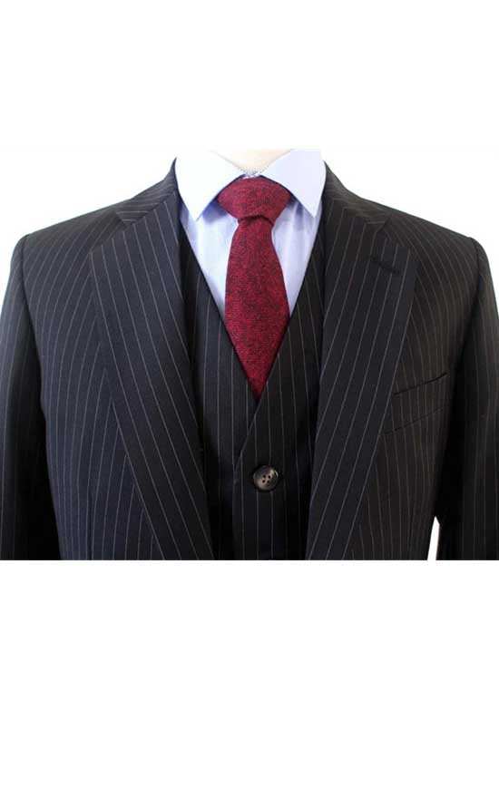 BDtailormade BLACK PINSTRIPE WORSTED 3 PIECE SUIT - BDtailormade Worsted Suittweedmaker hockerty menstweedsuit