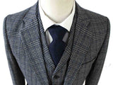BDtailormade RETRO GREY BLUE PLAID TWEED 2 PIECE SUIT - BDtailormade TWEED SUITStweedmaker hockerty menstweedsuit