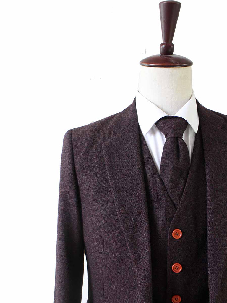 BDtailormade DARK BROWN BARLEYCORN TWEED JACKET - BDtailormade TWEED JACKETStweedmaker hockerty menstweedsuit