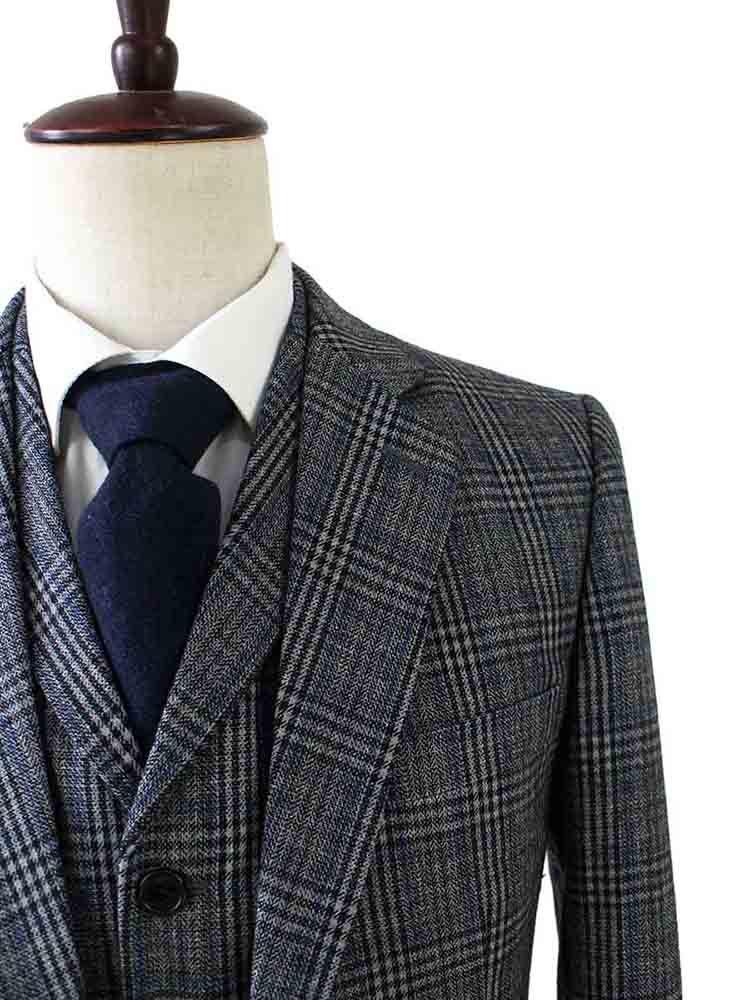 BDtailormade RETRO GREY BLUE PLAID TWEED 2 PIECE SUIT - BDtailormade TWEED SUITStweedmaker hockerty menstweedsuit