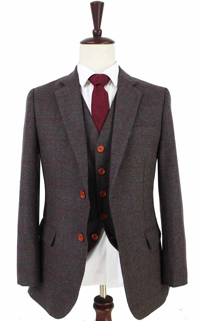 BDtailormade BROWN GREEN PLAID TWEED 3 PIECE SUIT - BDtailormade TWEED SUITStweedmaker hockerty menstweedsuit