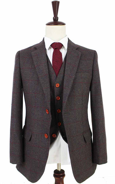BDtailormade BROWN GREEN PLAID TWEED 3 PIECE SUIT - BDtailormade TWEED SUITStweedmaker hockerty menstweedsuit