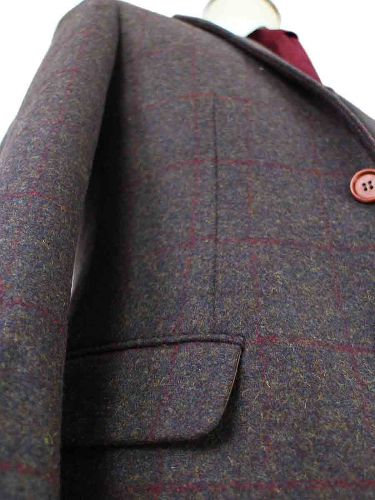 BDtailormade BROWN GREEN PLAID TWEED 3 PIECE SUIT - BDtailormade TWEED SUITStweedmaker hockerty menstweedsuit