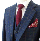 TRAJE DE TWEED DE TRES PIEZAS CON CUADROS DE VENTANA AZUL BEIGE