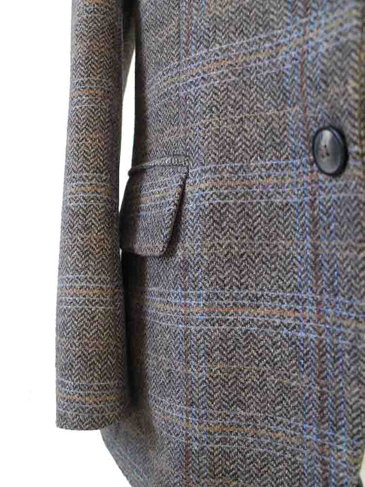 TRAJE DE 3 PIEZAS DE TWEED CON ESPIGA Y PANEL DE VENTANA MARRÓN BEIGE