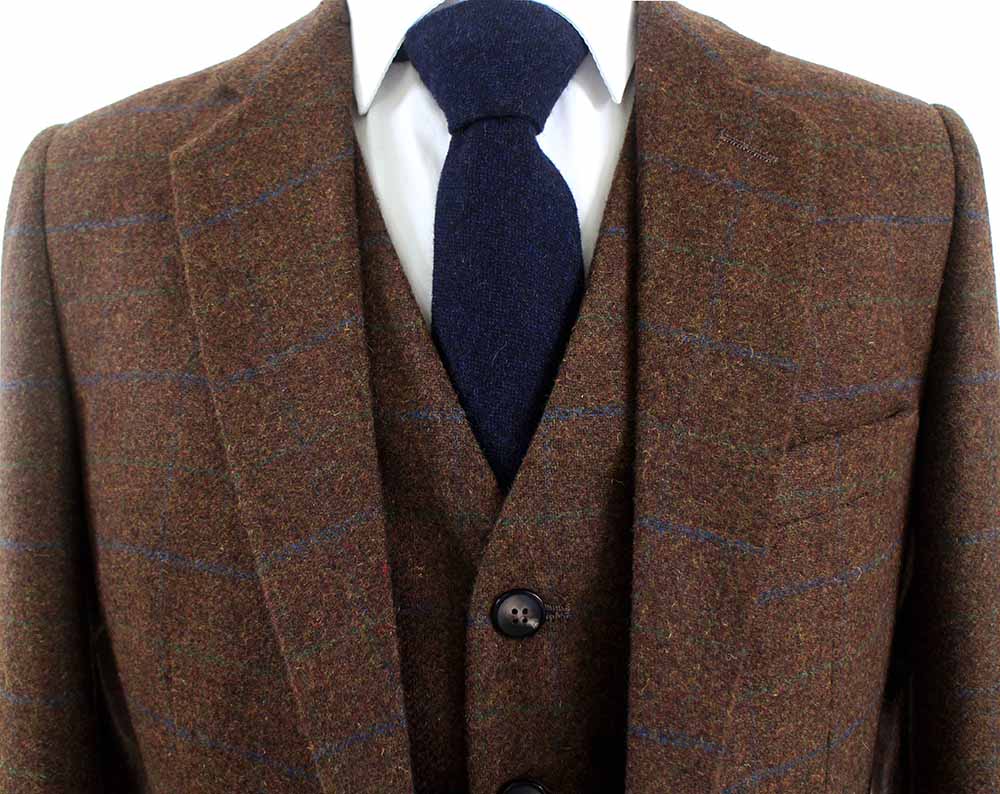 BDtailormade BROWN TATTERSALL TWEED 3 PIECE SUIT - BDtailormade TWEED SUITStweedmaker hockerty menstweedsuit
