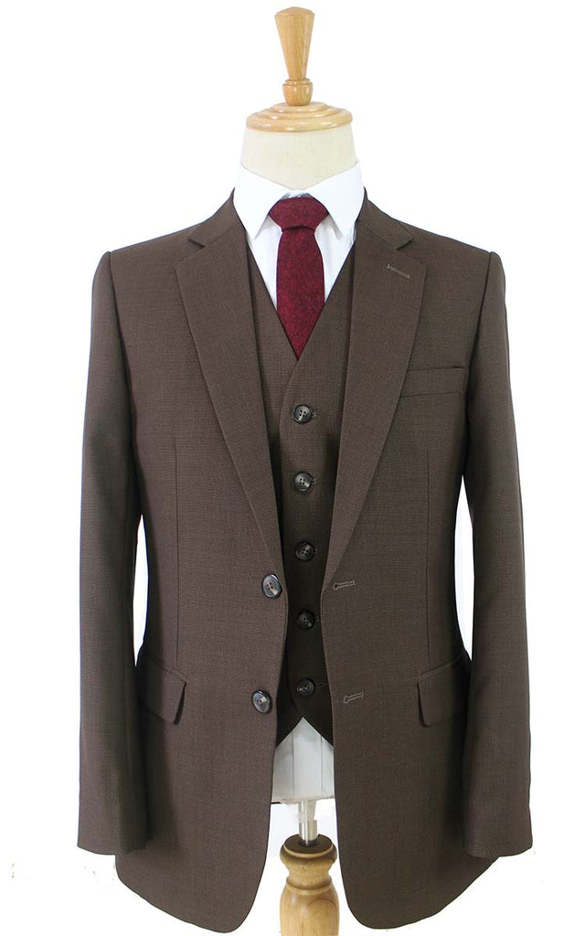 BDtailormade BROWN BIRDSEYE WORSTED 3 PIECE SUIT - BDtailormade Worsted Suittweedmaker hockerty menstweedsuit