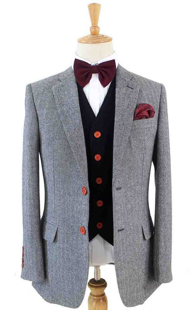 BDtailormade CLASSIC GREY HERRINGBONE MIX & MATCH TWEED 3 PIECE SUIT - BDtailormade TWEED SUITStweedmaker hockerty menstweedsuit