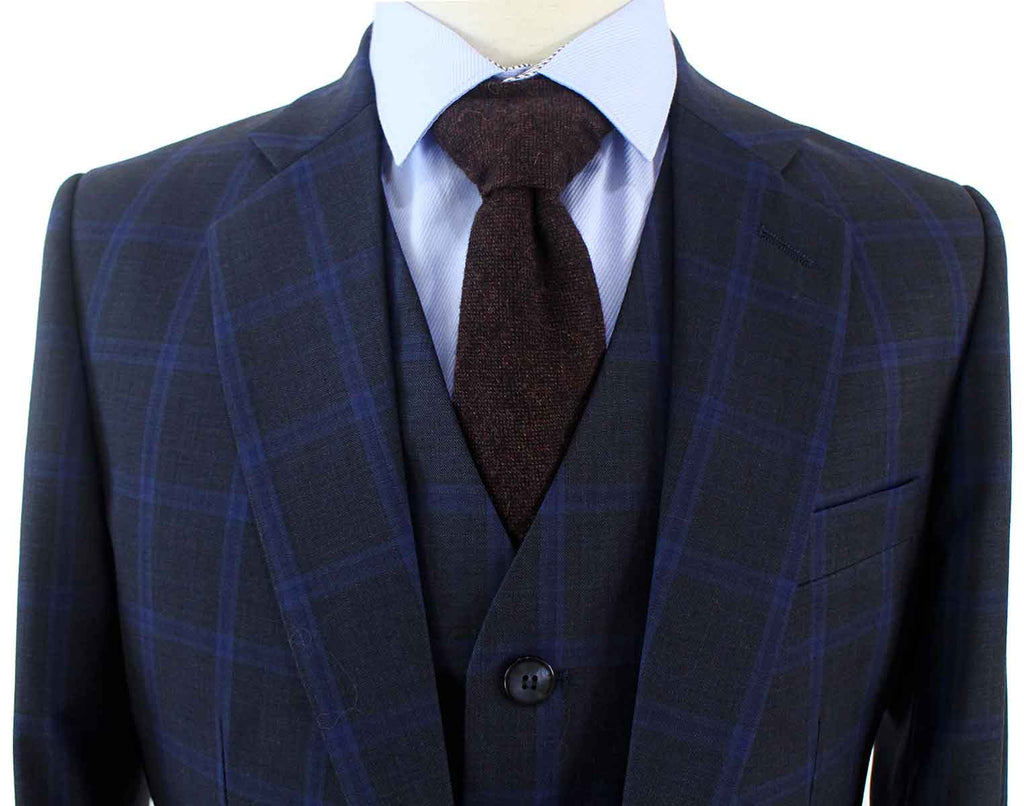 BDtailormade CHARCOAL WINDOWPANE WORSTED 3 PIECE SUIT - BDtailormade Worsted Suittweedmaker hockerty menstweedsuit