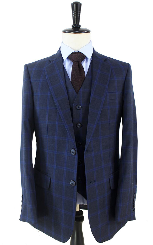 BDtailormade CHARCOAL WINDOWPANE WORSTED 3 PIECE SUIT - BDtailormade Worsted Suittweedmaker hockerty menstweedsuit