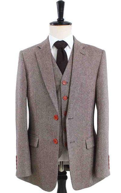 BDtailormade CLASSIC BROWN BARLEYCORN TWEED 3 PIECE SUIT - BDtailormade TWEED SUITStweedmaker hockerty menstweedsuit