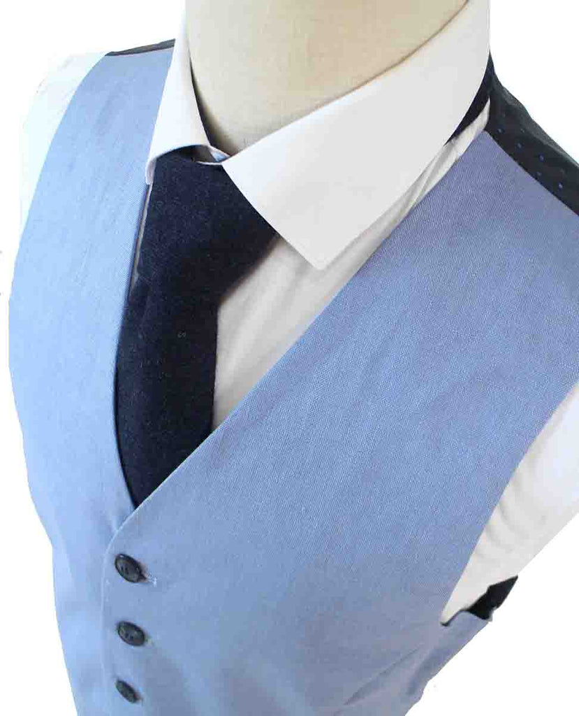 DUSTY BLUE 3 PIECE LINEN SUIT - BDtailormade