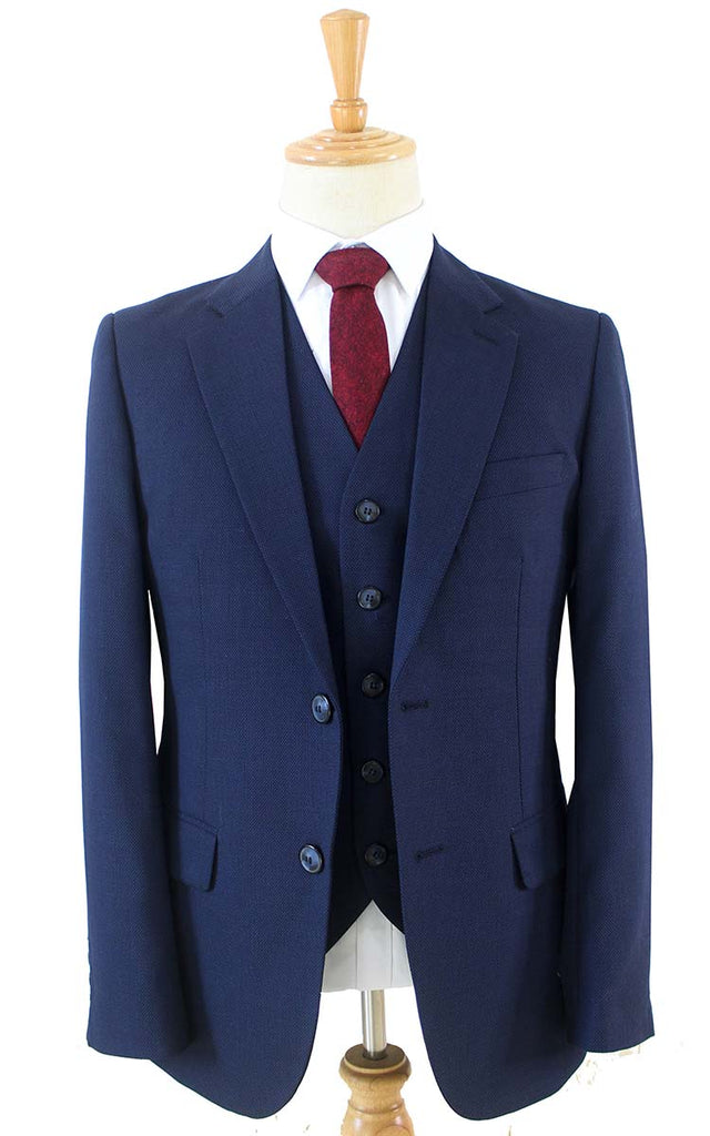 BDtailormade DARK BLUE BIRDSEYE WORSTED 3 PIECE SUIT - BDtailormade Worsted Suittweedmaker hockerty menstweedsuit