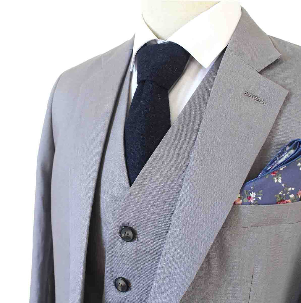 GRAY 3 PIECE LINEN SUIT - BDtailormade