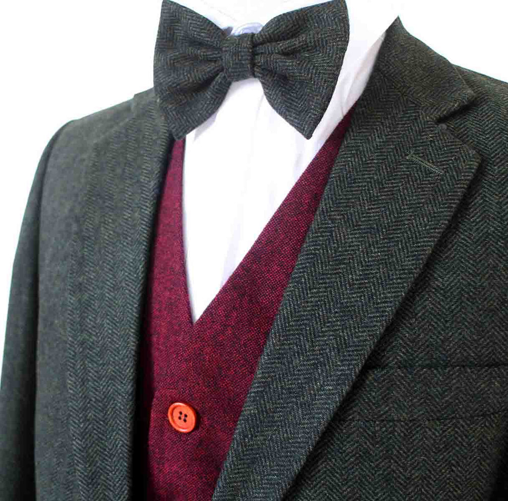 BDtailormade GREEN HERRINGBONE MIX & MATCH TWEED 3 PIECE SUIT - BDtailormade TWEED SUITStweedmaker hockerty menstweedsuit