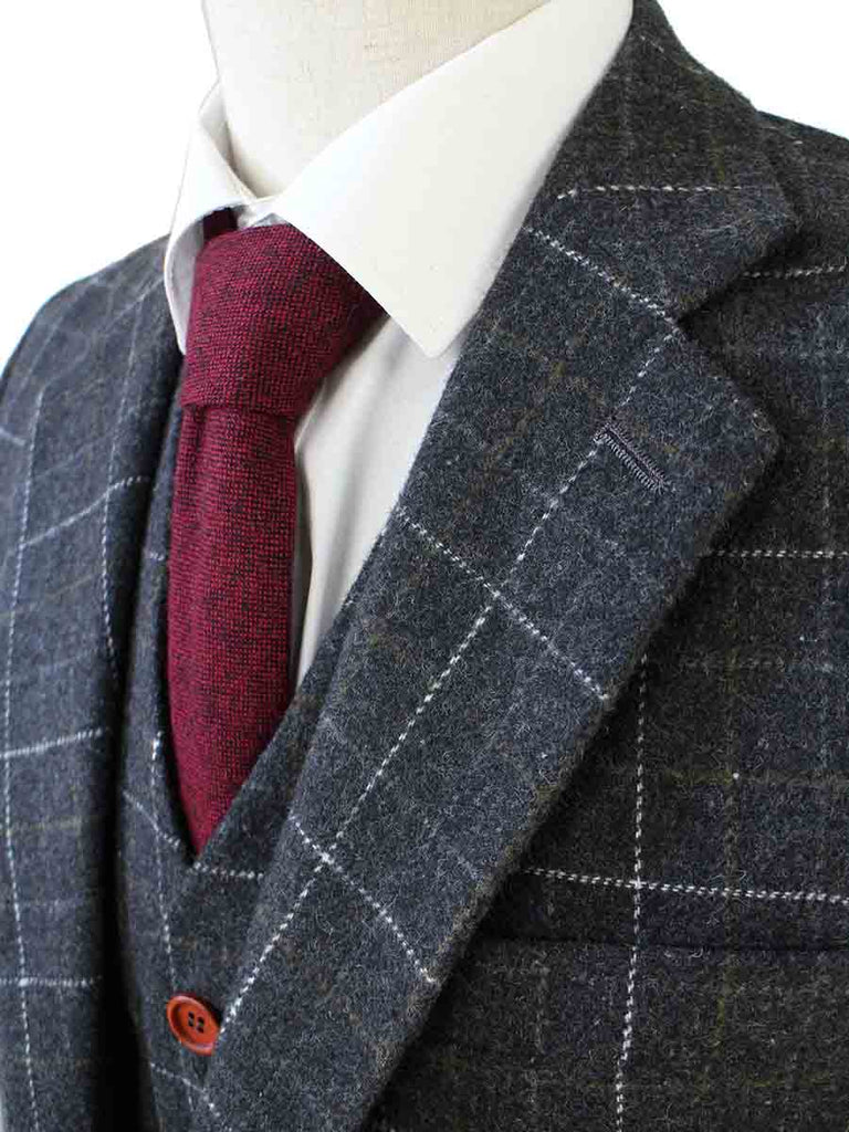 BDtailormade GREY OVERCHECK PLAID TWEED 3 PIECE SUIT - BDtailormade TWEED SUITStweedmaker hockerty menstweedsuit