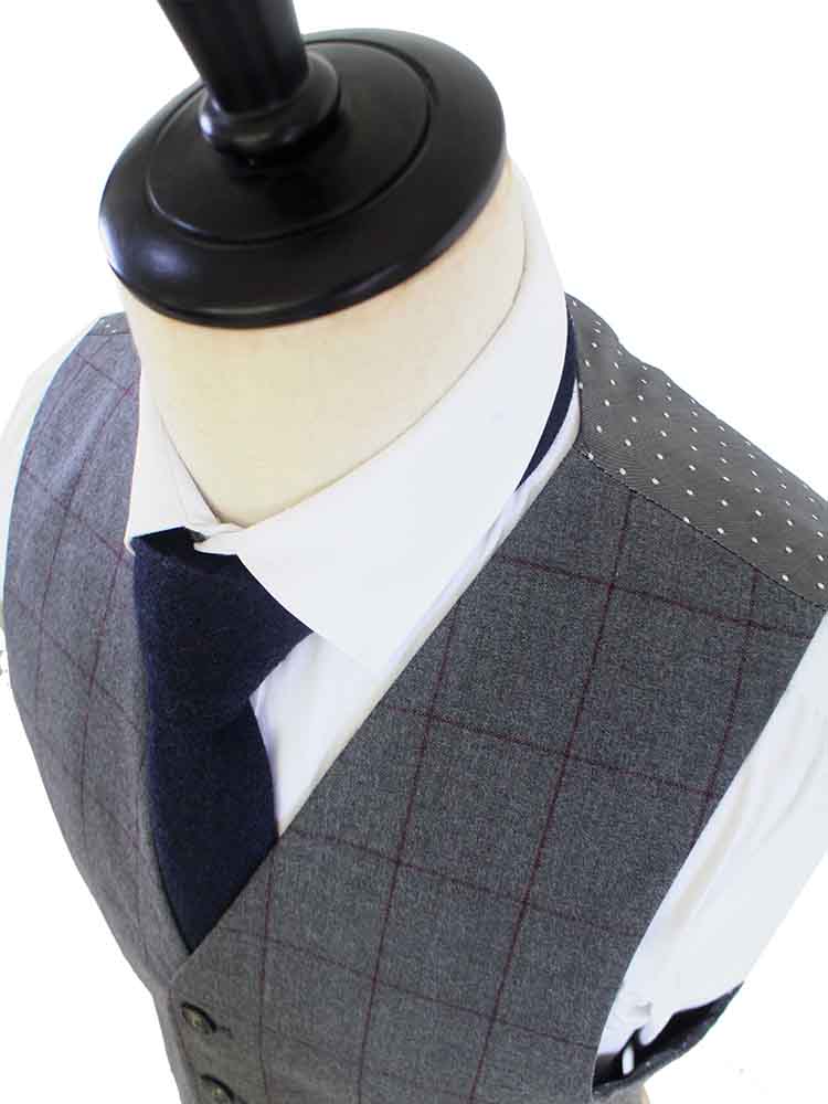 BDtailormade GREY RED WINDOWPANE WORSTED 3 PIECE SUIT - BDtailormade Worsted Suittweedmaker hockerty menstweedsuit
