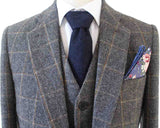 TRAJE DE TWEED DE 3 PIEZAS CON CUADROS GRISES