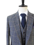 TRAJE DE TWEED DE 3 PIEZAS CON CUADROS GRISES