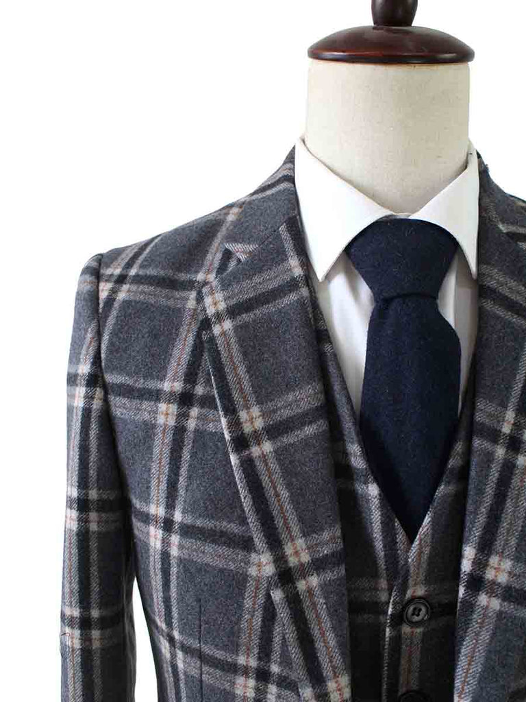 BDtailormade GREY WINDOWPANE PLAID TWEED 2 PIECE SUIT - BDtailormade TWEED SUITStweedmaker hockerty menstweedsuit
