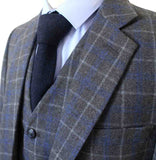 BDtailormade GREY OVERCHECK TWILL TWEED 3 PIECE SUIT - BDtailormade TWEED SUITStweedmaker hockerty menstweedsuit