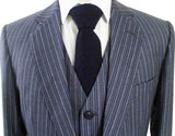 BDtailormade LIGHT BLUE PINSTRIPE WORSTED 3 PIECE SUIT - BDtailormade Worsted Suittweedmaker hockerty menstweedsuit