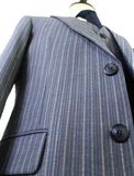 BDtailormade LIGHT BLUE PINSTRIPE WORSTED 3 PIECE SUIT - BDtailormade Worsted Suittweedmaker hockerty menstweedsuit