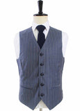 BDtailormade LIGHT BLUE PINSTRIPE WORSTED 3 PIECE SUIT - BDtailormade Worsted Suittweedmaker hockerty menstweedsuit