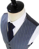 BDtailormade LIGHT BLUE PINSTRIPE WORSTED 3 PIECE SUIT - BDtailormade Worsted Suittweedmaker hockerty menstweedsuit