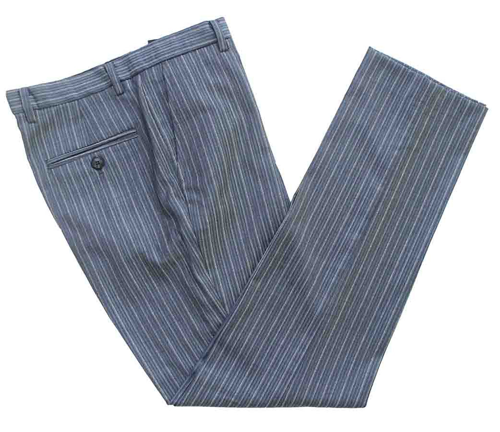 BDtailormade LIGHT BLUE PINSTRIPE WORSTED 3 PIECE SUIT - BDtailormade Worsted Suittweedmaker hockerty menstweedsuit