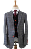 BDtailormade LIGHT GREY HOUNDSTOOTH PLAID TWEED 3 PIECE SUIT - BDtailormade TWEED SUITStweedmaker hockerty menstweedsuit