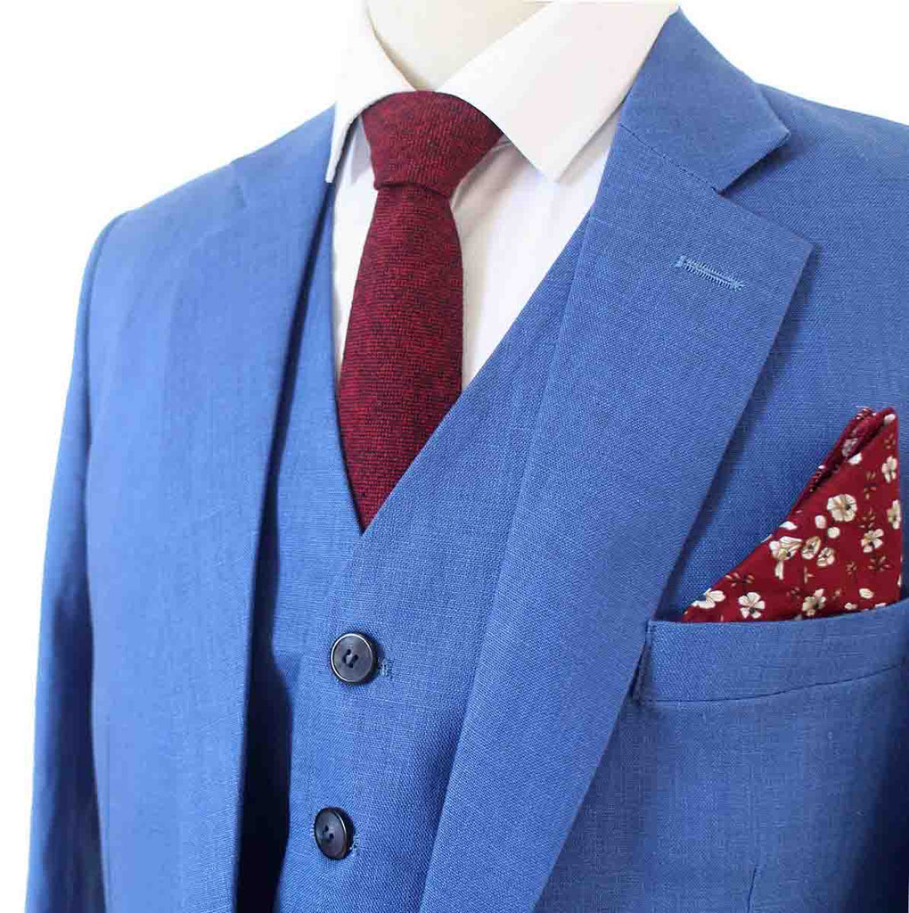 NAVY BLUE 3 PIECE LINEN SUIT - BDtailormade