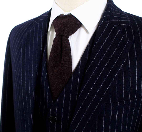 BDtailormade NAVY PINSTRIPE TWEED 3 PIECE SUIT - BDtailormade TWEED SUITStweedmaker hockerty menstweedsuit