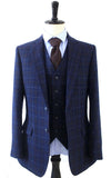 BDtailormade NAVY OVERCHECK TWILL TWEED 3 PIECE SUIT - BDtailormade TWEED SUITStweedmaker hockerty menstweedsuit